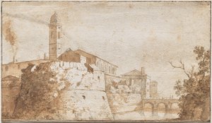 Veduta di Bracciano con la Chiesa di S. Maria Assunta da Bartholomeus Breenberg