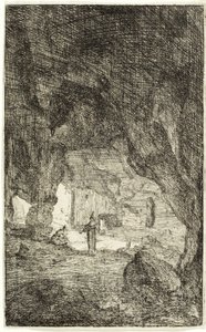 Grotta e frati, da Le Rovine di Roma da Bartholomeus Breenbergh