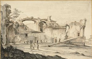 Viaggiatori davanti a una rovina da Bartholomeus Breenbergh