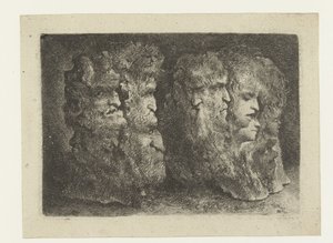 Diverse teste di uomini, animali e mascheroni da Bartholomeus Breenbergh
