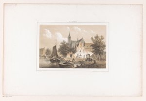 Veduta della città con fiume e chiesa da Bartholomeus Johannes van Hove