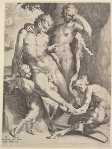 Oreadi che rimuovono una spina dal piede di un satiro, 1590 da Bartholomeus Spranger