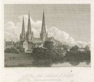 Cattedrale di Lichfield - Vista Sud-Ovest da Bartholomew Howlett