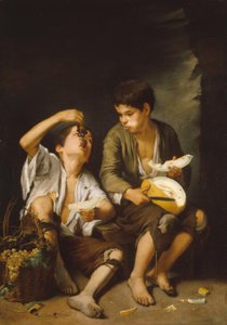 Tedesco: Ragazzi che mangiano uva e melone da Bartolomé Esteban Murillo