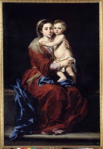 La Vergine del Rosario. Madonna con il Bambino. Dipinto di Bartolomé Murillo (1618-1682) da Bartolomé Esteban Murillo