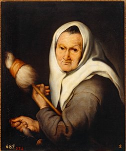 Vecchia donna che tesse... (olio su tela)