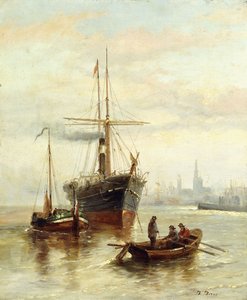 Una scena di porto con vista su Venezia da Bartolomeo Bezzi