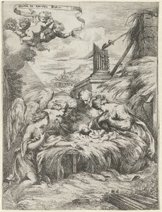 Adorazione di Maria, Giuseppe e angeli
