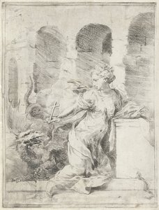 Margherita di Antiochia sfida il drago da Bartolomeo Biscaino