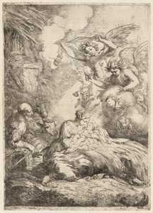 La Sacra Famiglia adorata dagli angeli La Grande Natività, c. 1655 da Bartolomeo Biscaino