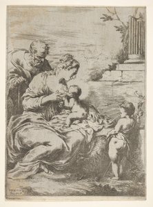 La Sacra Famiglia con il piccolo San Giovanni Battista a destra, 1650-57 da Bartolomeo Biscaino