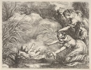 Il ritrovamento di Mosè salvato dal Nilo dalle ancelle della figlia del Faraone, 1650-57 da Bartolomeo Biscaino