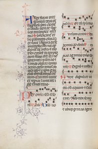 Missale: Fol. 111v, contiene della musica come parte della liturgia della Domenica delle Palme, 1469 da Bartolomeo Caporali