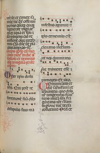 Messale: Fol. 180: Musica per varie preghiere ordinarie, 1469 da Bartolomeo Caporali