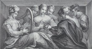 Un gruppo di persone elegantemente vestite che suonano l