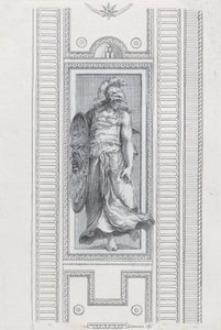Piatto 15: figura mitologica con elmo e scudo da Bartolomeo Crivellari
