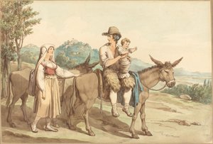 Una Famiglia di Contadini e Due Asini da Bartolomeo Pinelli