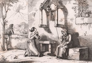 Una figlia che prega la Madonna per la madre malata, incisione di Bartolomeo Pinelli da Bartolomeo Pinelli