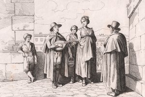Cieco che canta e suona, incisione di Bartolomeo Pinelli da Bartolomeo Pinelli