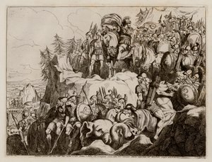 Annibale attraversa le Alpi in Italia, 218 a.C. (acquaforte) da Bartolomeo Pinelli