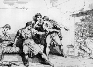 Morte di Nerone, da Storia degli imperatori, a partire da Ottavio, incisione di Bartolomeo Pinelli (1781-1835), Roma