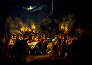 Danza notturna in Piazza Barberini dopo il raccolto da Bartolomeo Pinelli