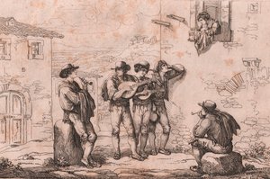 Serenata a Roma, incisione di Bartolomeo Pinelli da Bartolomeo Pinelli