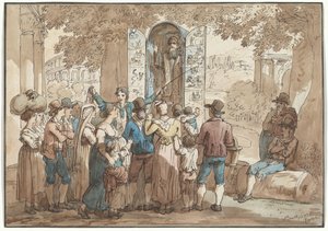 Il ciarlatano, illustrazione tratta da “Costumi e usanze romane” da Bartolomeo Pinelli