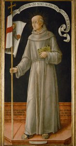 San Giovanni da Capestrano, famoso predicatore del pentimento, che invoca crociate contro i Turchi e gli Ussiti ... da Bartolomeo Vivarini