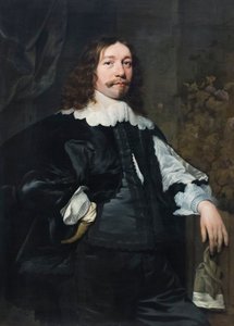 Ritratto di un uomo in nero che tiene un guanto da Bartolomeus van der Helst