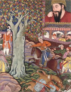 Mahlaj mostra la sua abilità a Zumurrud Shah e fa passare una lancia attraverso un albero (dall