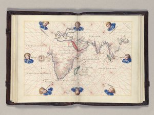 Fos. 11v-12r Carta 3: Oceano Indiano, Atlante portolano del mondo, Venezia, c.1542-46 da Battista Agnese