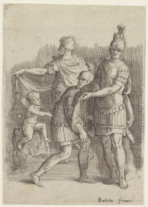 Tre soldati e un putto da Battista Franco