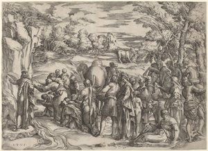 Mosè che colpisce la roccia da Battista Franco