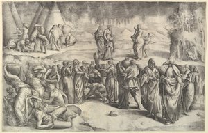 Gli Israeliti raccolgono la manna, ca. 1547 da Battista Franco Veneziano