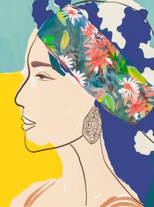 Donna con sciarpa a fiori