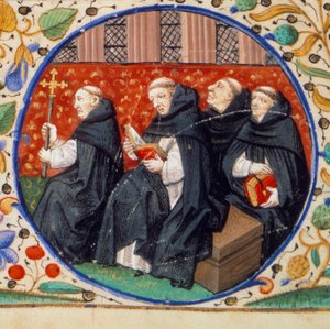 Scena di vita monastica. Dettaglio rappresentante monaci dell