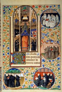 Scena di vita monastica. Nei medaglioni, dall