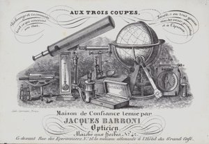 Pubblicità per strumenti ottici Jacques Barboni da Belgian School