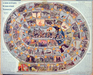 Gioco da tavolo degli eventi e dello sviluppo della Prima Guerra Mondiale in Belgio, c.1918-19 da Belgian School