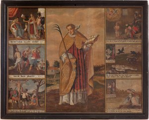 Maarke. Cappella (Sint-Vincentiuskapel). interno. Dipinto. Il martirio di San Vincenzo. XIX secolo. da Belgian School