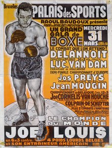 Poster pubblicitario per il match di boxe tra il campione belga Delannoit e il campione olandese Luc Van Dam