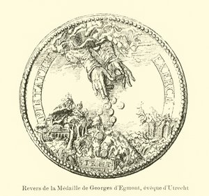 Retro di una medaglia di George van Egmond, Vescovo di Utrecht da Belgian School