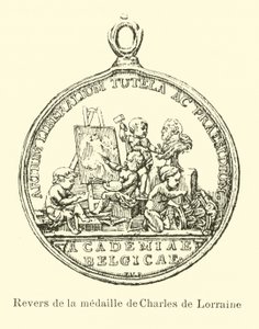 Retro della medaglia di Carlo di Lorena da Belgian School