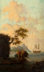 Seconda stanza sul retro, sala riunioni, murali con scene rurali in stile classico, probabilmente intorno al 1810, scena 5 da Belgian School
