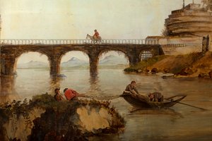 Seconda stanza sul retro, sala riunioni, murali con scene rurali in stile classico, probabilmente intorno al 1810, scena 2 da Belgian School