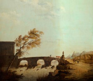 Seconda stanza sul retro, sala riunioni, murali con scene rurali in stile classico, probabilmente intorno al 1810, scena 1 da Belgian School