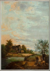 Seconda stanza sul retro, sala riunioni, murali con scene rurali in stile classico, probabilmente intorno al 1810, scena 7