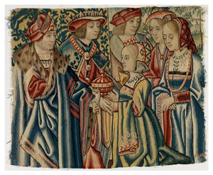 Frammento di arazzo raffigurante il matrimonio di Luigi XII con Jeanne, figlia di Luigi XI, da Bruxelles da Belgian School