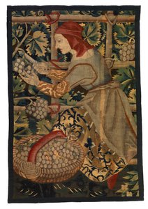 Frammento di arazzo raffigurante un vendemmiatore, possibilmente da Tournai da Belgian School